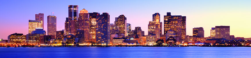 Boston skyline at sunset